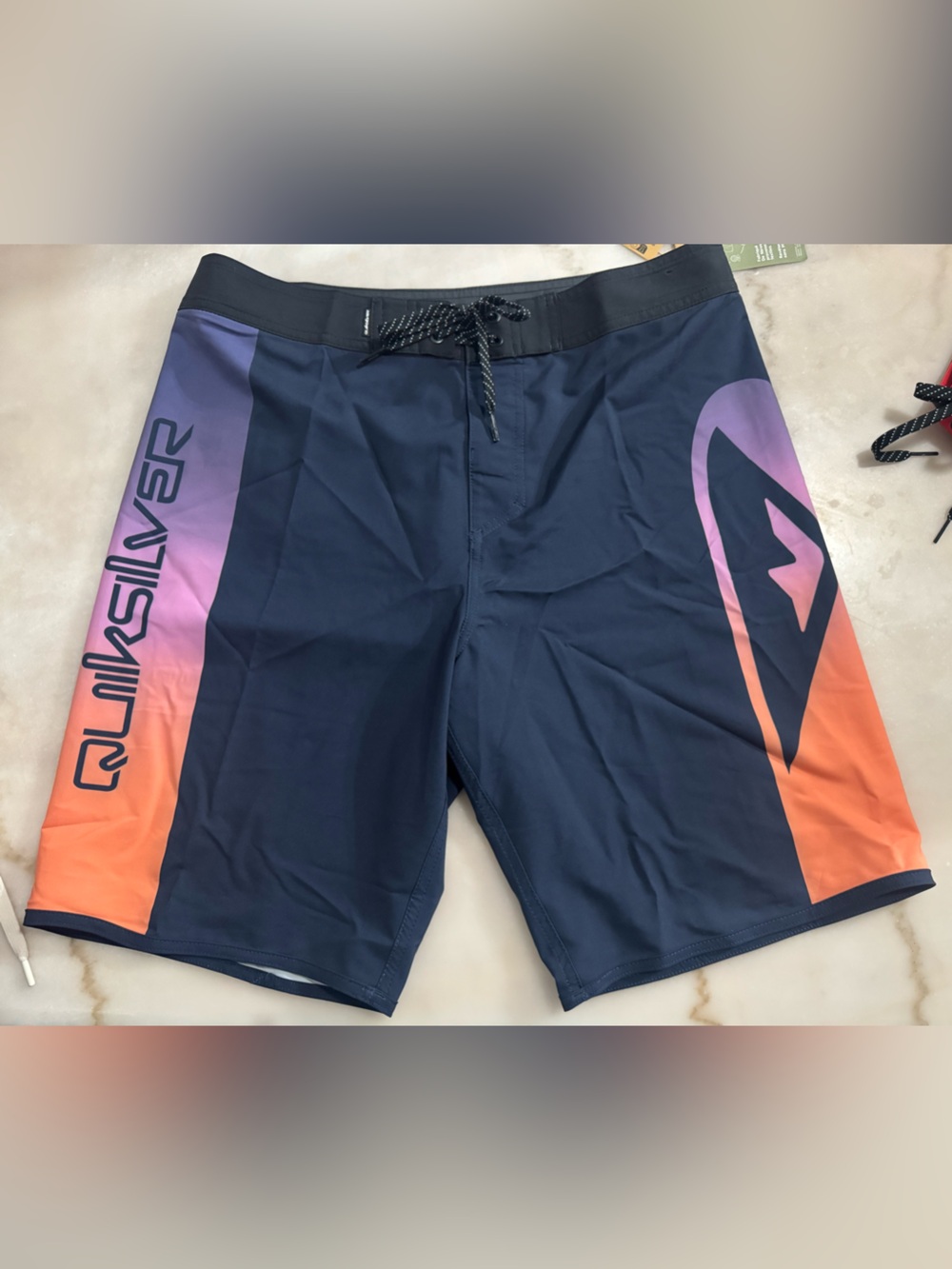 Quiksilver SurfSilk HOLMES Navy Board Shorts with Purple and Orange Accent